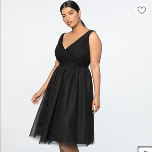 Eloquii x Jason Wu beautiful black polka dot tea length gown